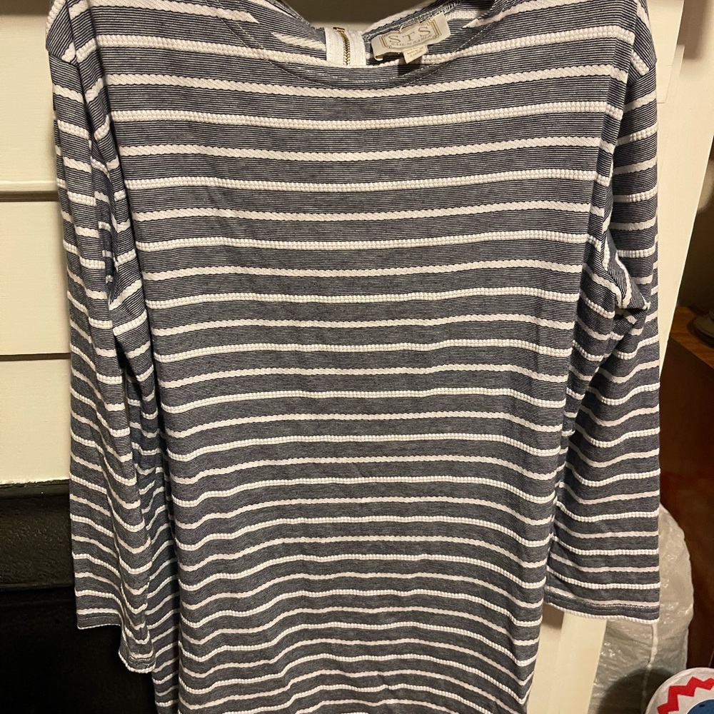 Sail to Sable Navy and White Striped Dress